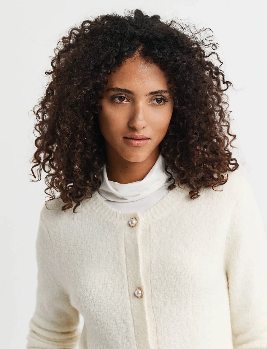 Gant - BOUCLE C-NECK CARDIGAN - strickjacken - cream - 3
