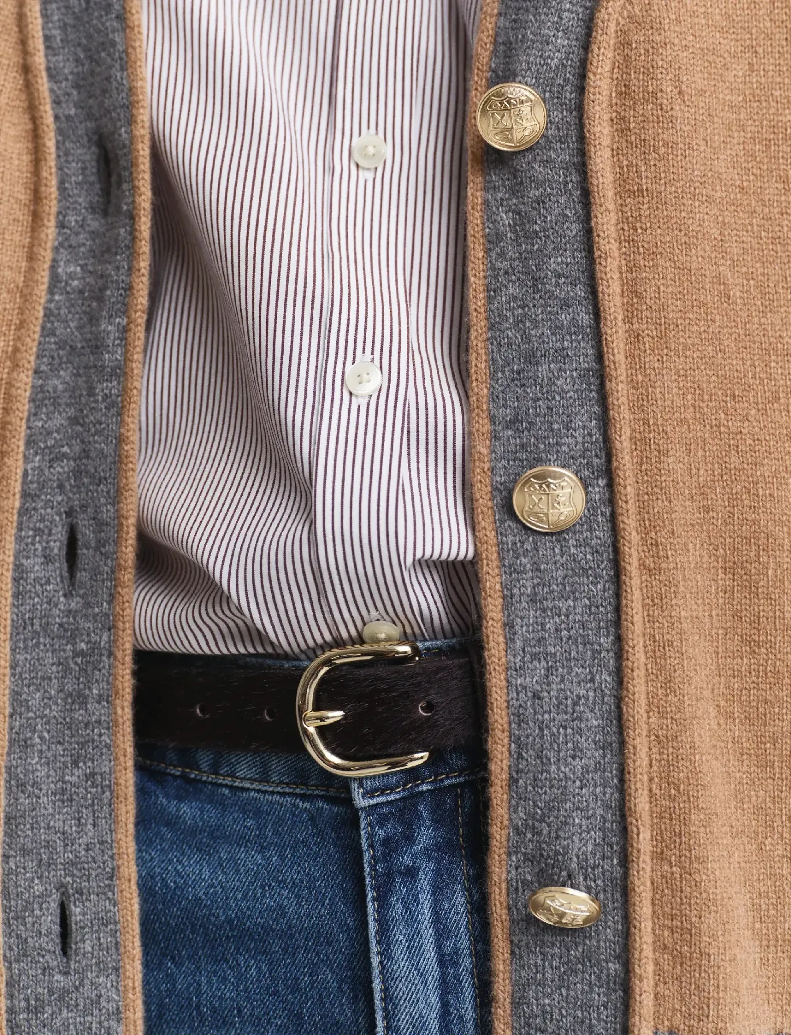 GANT - GANT VARSITY V-NECK CARDIGAN - whiskey brown - 5