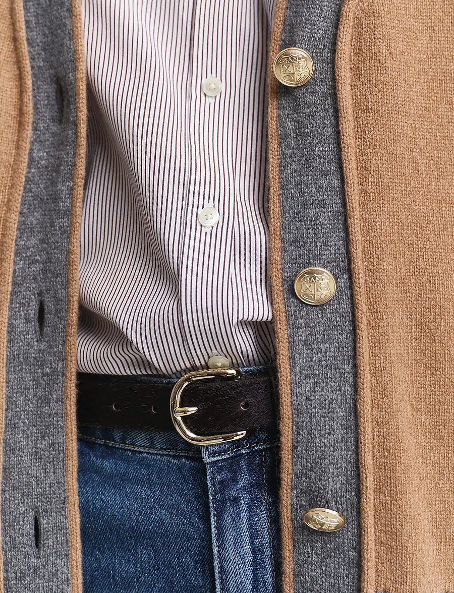 GANT - GANT VARSITY V-NECK CARDIGAN - whiskey brown - 5