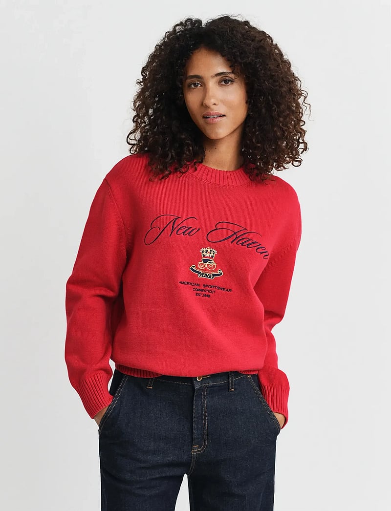 GANT - GRAPHIC COTTON C-NECK - striktrøjer - ruby red - 0