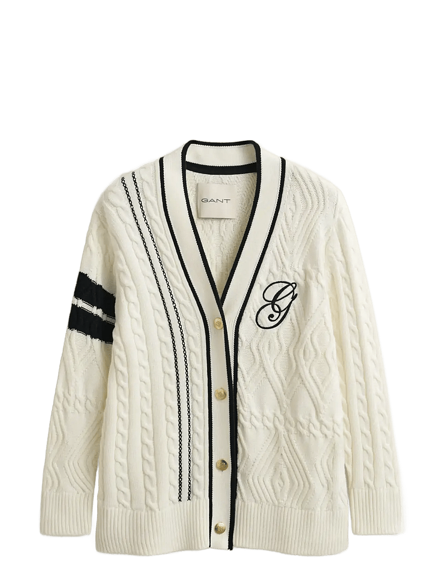Gant - GANT VARSITY CABLE CARDIGAN - eggshell - 1