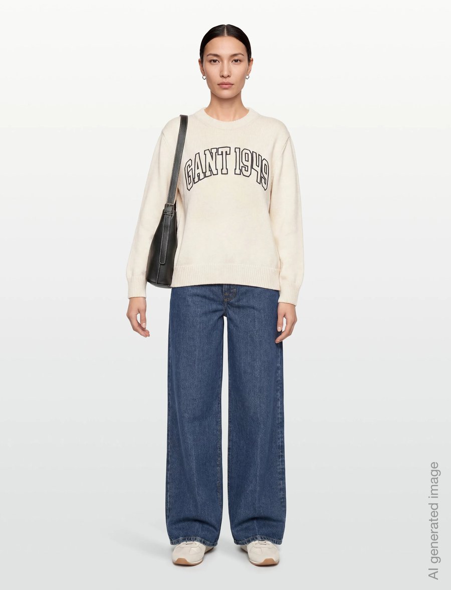 Gant - GRAPHIC COTTON C-NECK - kampsunid - cream - 0