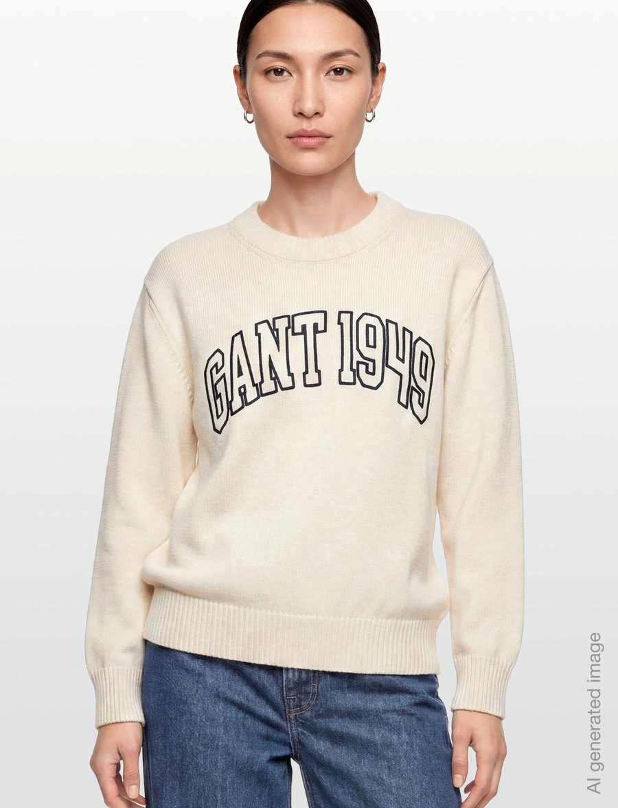 Gant - GRAPHIC COTTON C-NECK - kampsunid - cream - 3