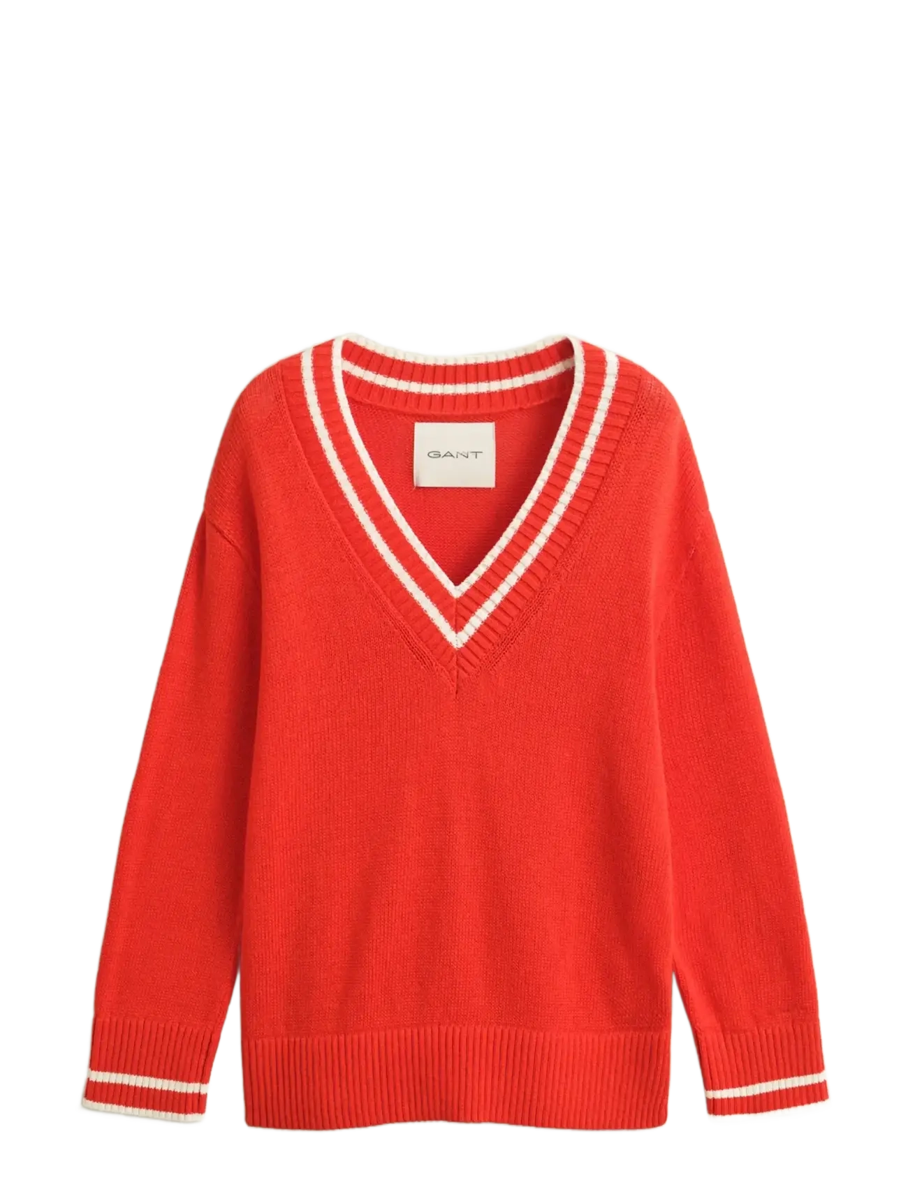 GANT CONTRAST COTTON V-NECK - Strikkegensere - PERFECT RED / red