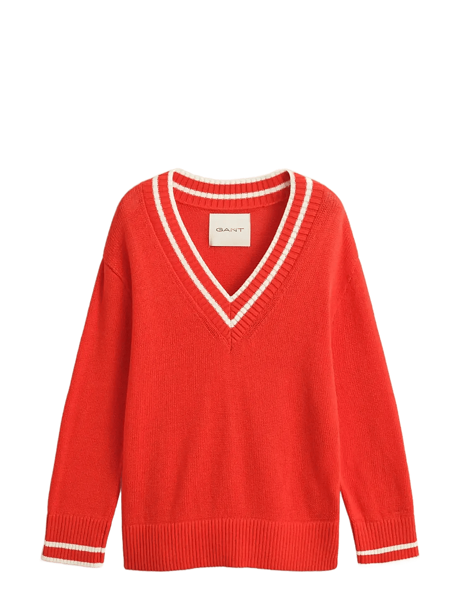 Gant - CONTRAST COTTON V-NECK - pullover - perfect red - 1