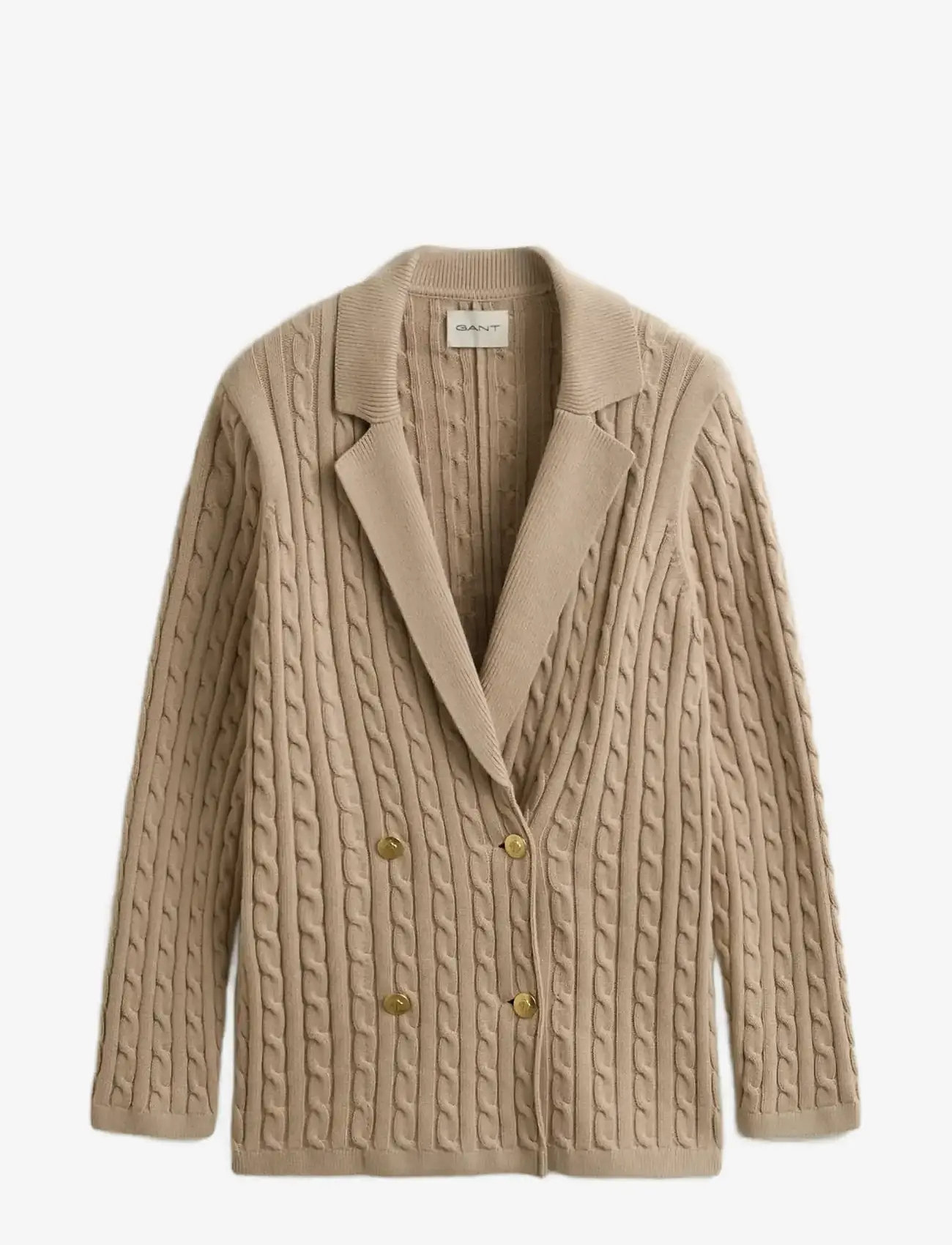 GANT - CABLE KNIT CLUB BLAZER - dubbelknäppta kavajer - oat beige - 1
