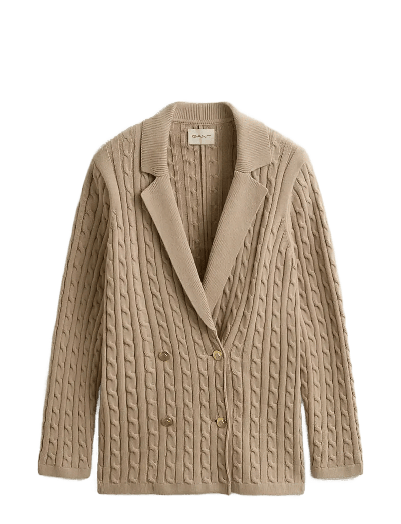 GANT - CABLE KNIT CLUB BLAZER - dubbelknäppta kavajer - oat beige - 1