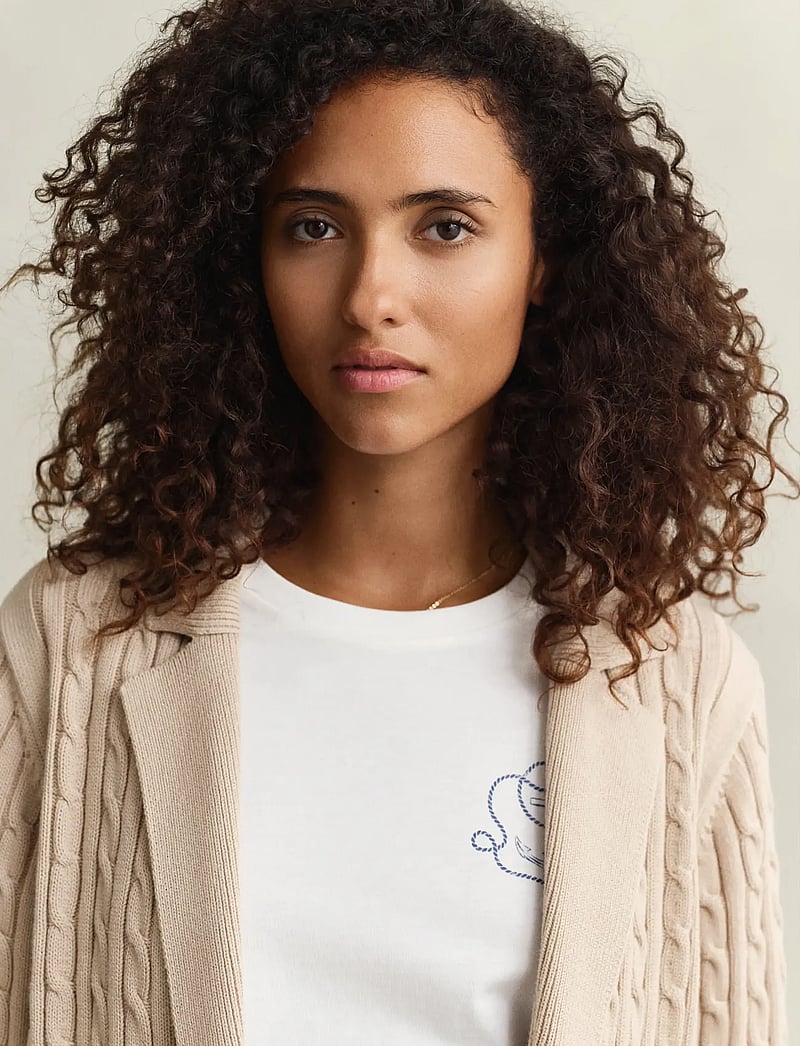 GANT - CABLE KNIT CLUB BLAZER - dubbelknäppta kavajer - oat beige - 3