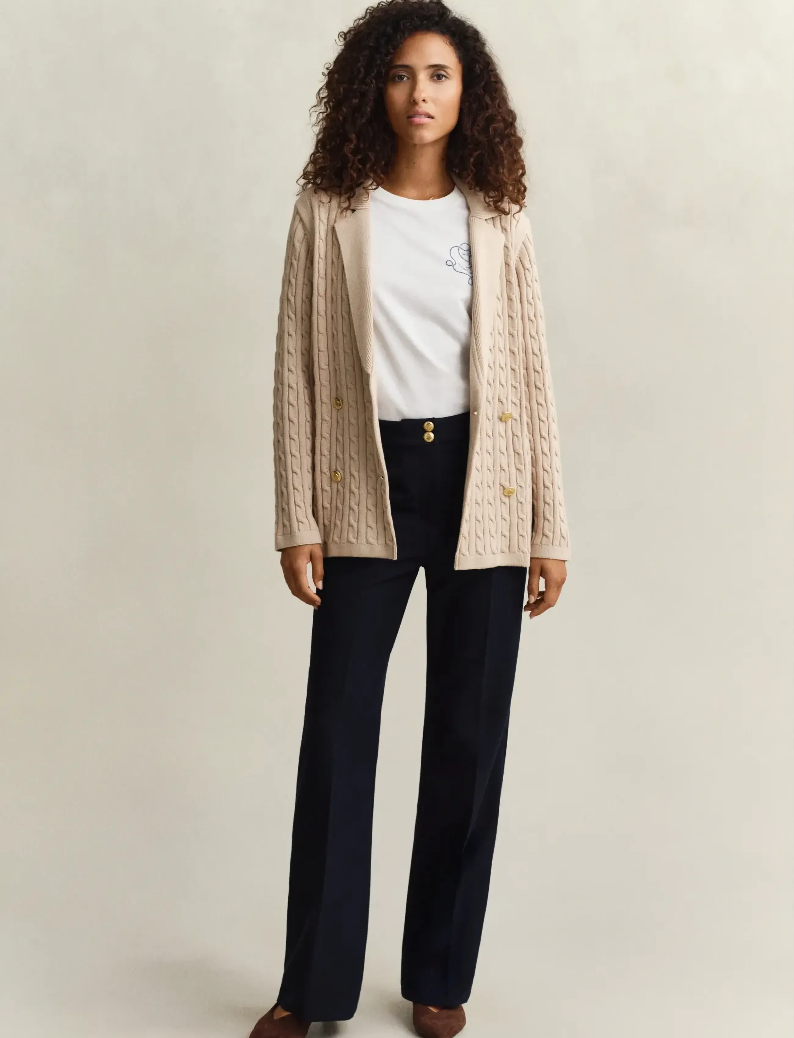 Gant - CABLE KNIT CLUB BLAZER - oat beige - 4