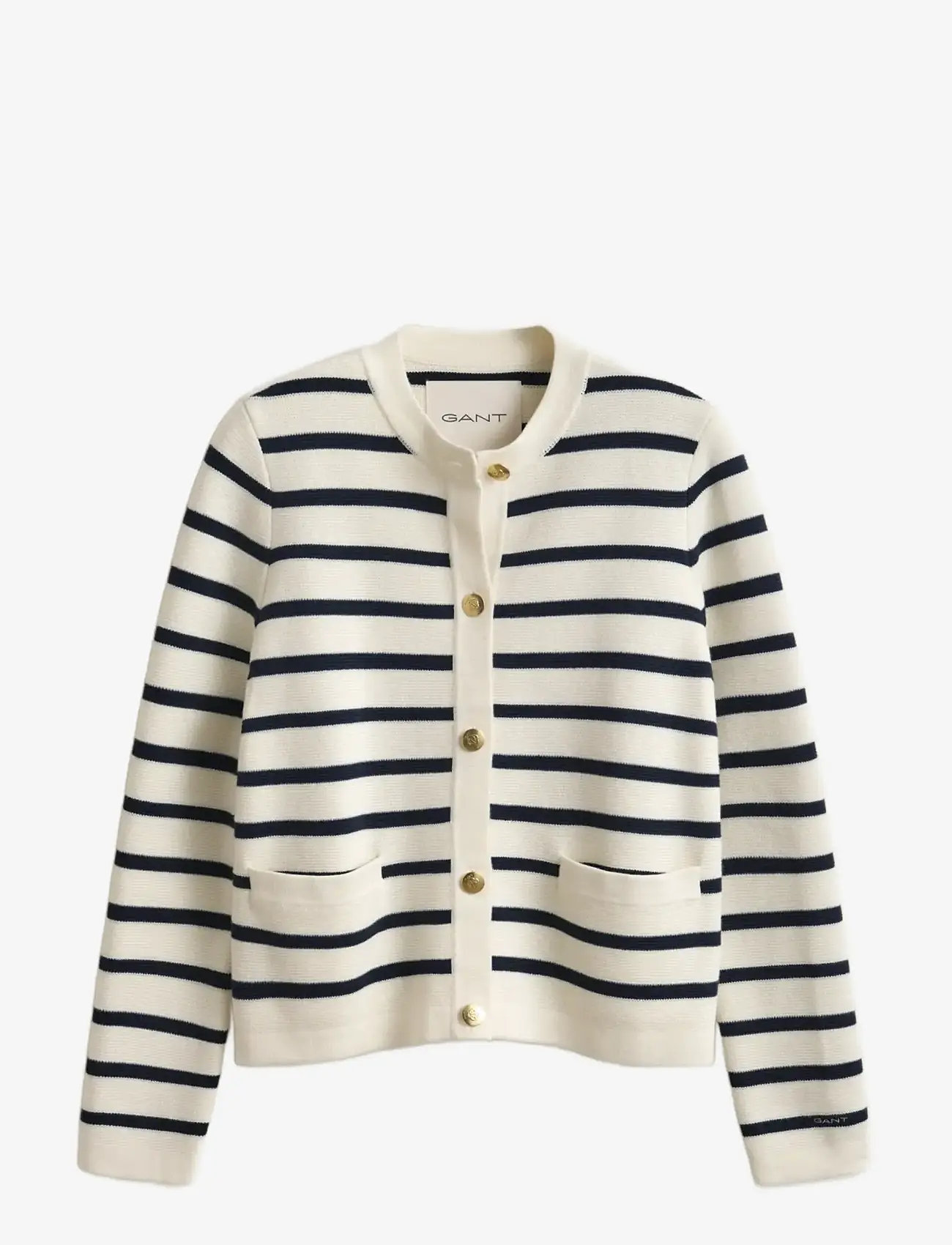 GANT - COTTON KNIT JACKET - koftor - cream - 1