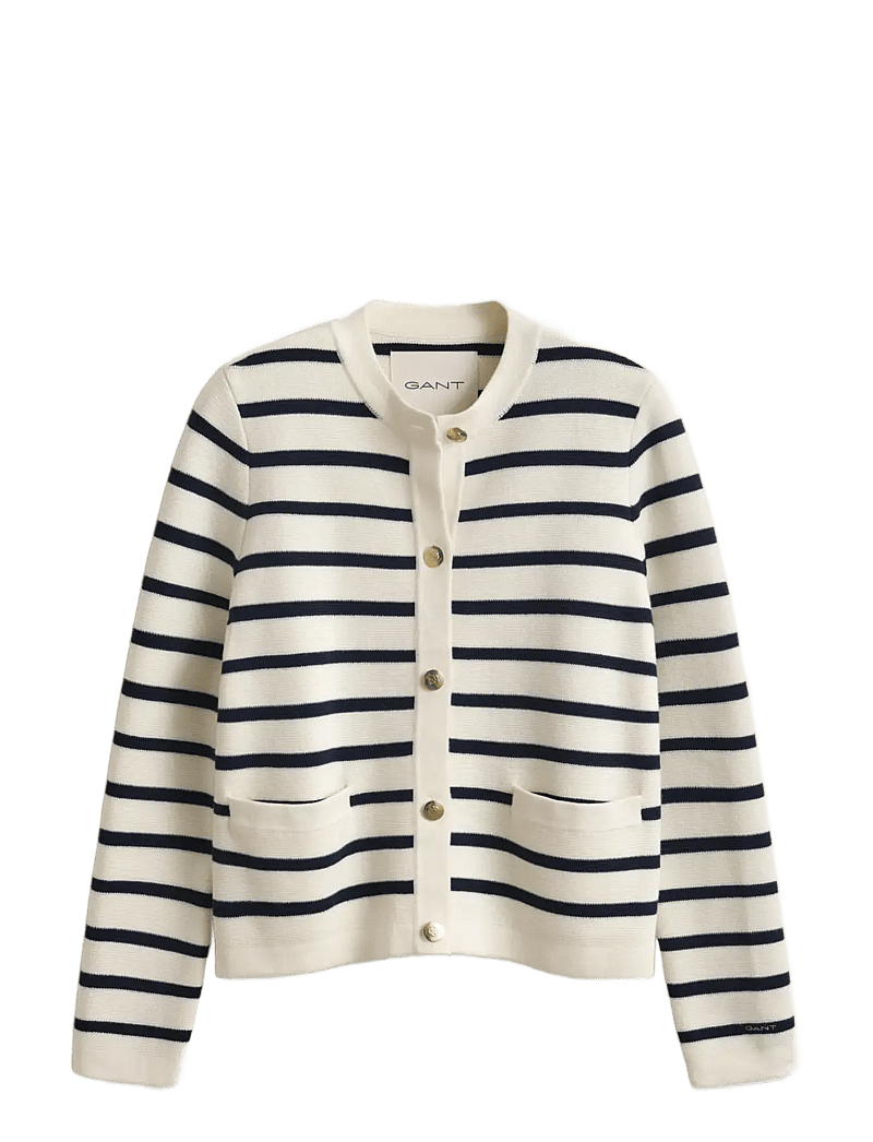 GANT - COTTON KNIT JACKET - koftor - cream - 1