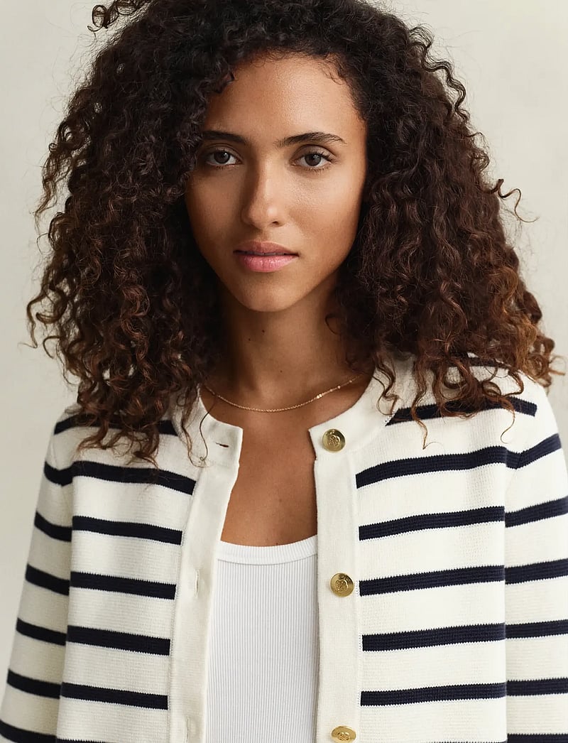 GANT - COTTON KNIT JACKET - koftor - cream - 3