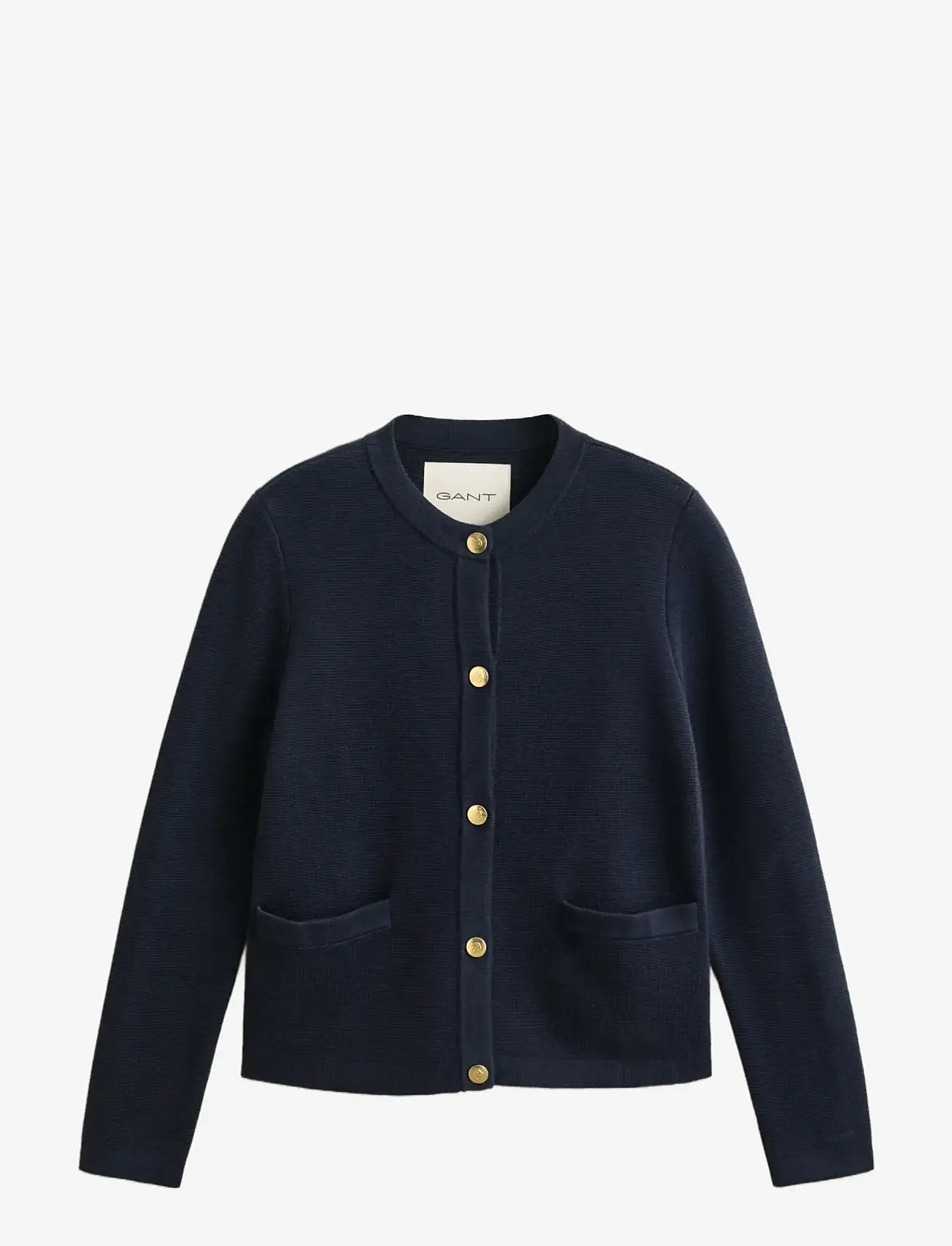 GANT - COTTON KNIT JACKET - koftor - evening blue - 1