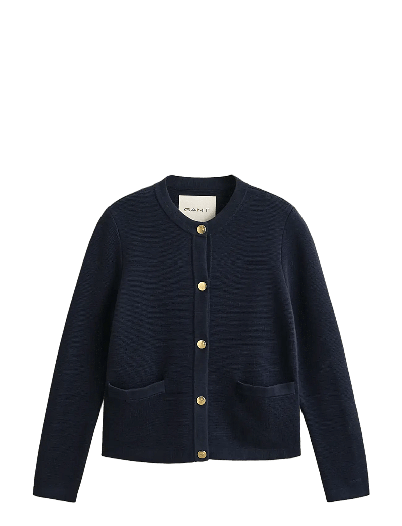 GANT - COTTON KNIT JACKET - koftor - evening blue - 1