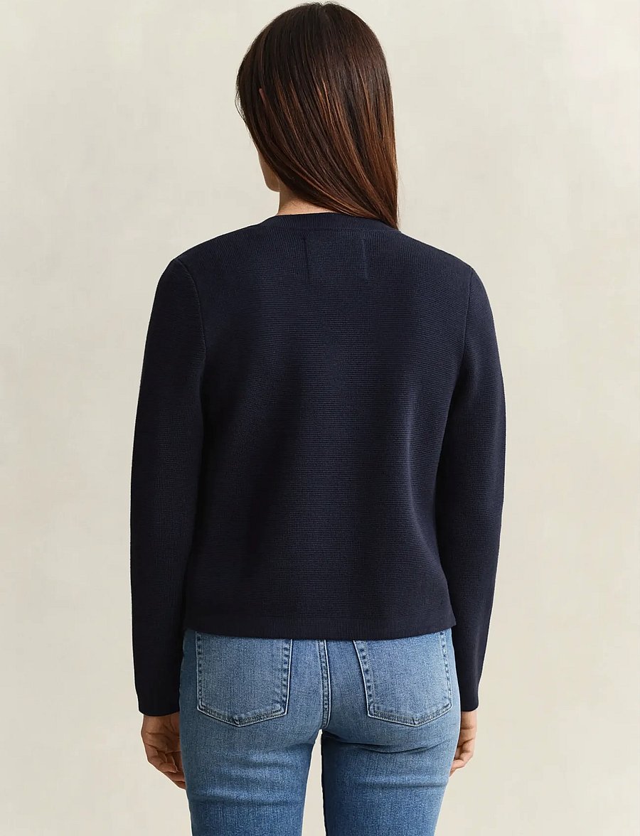 Gant - COTTON KNIT JACKET - koftor - evening blue - 2