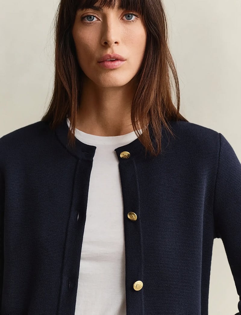 GANT - COTTON KNIT JACKET - koftor - evening blue - 3