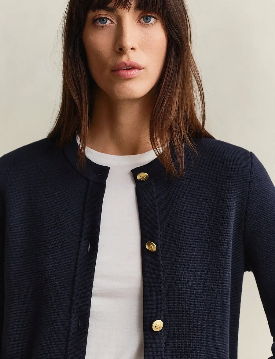 Gant - COTTON KNIT JACKET - koftor - evening blue - 3