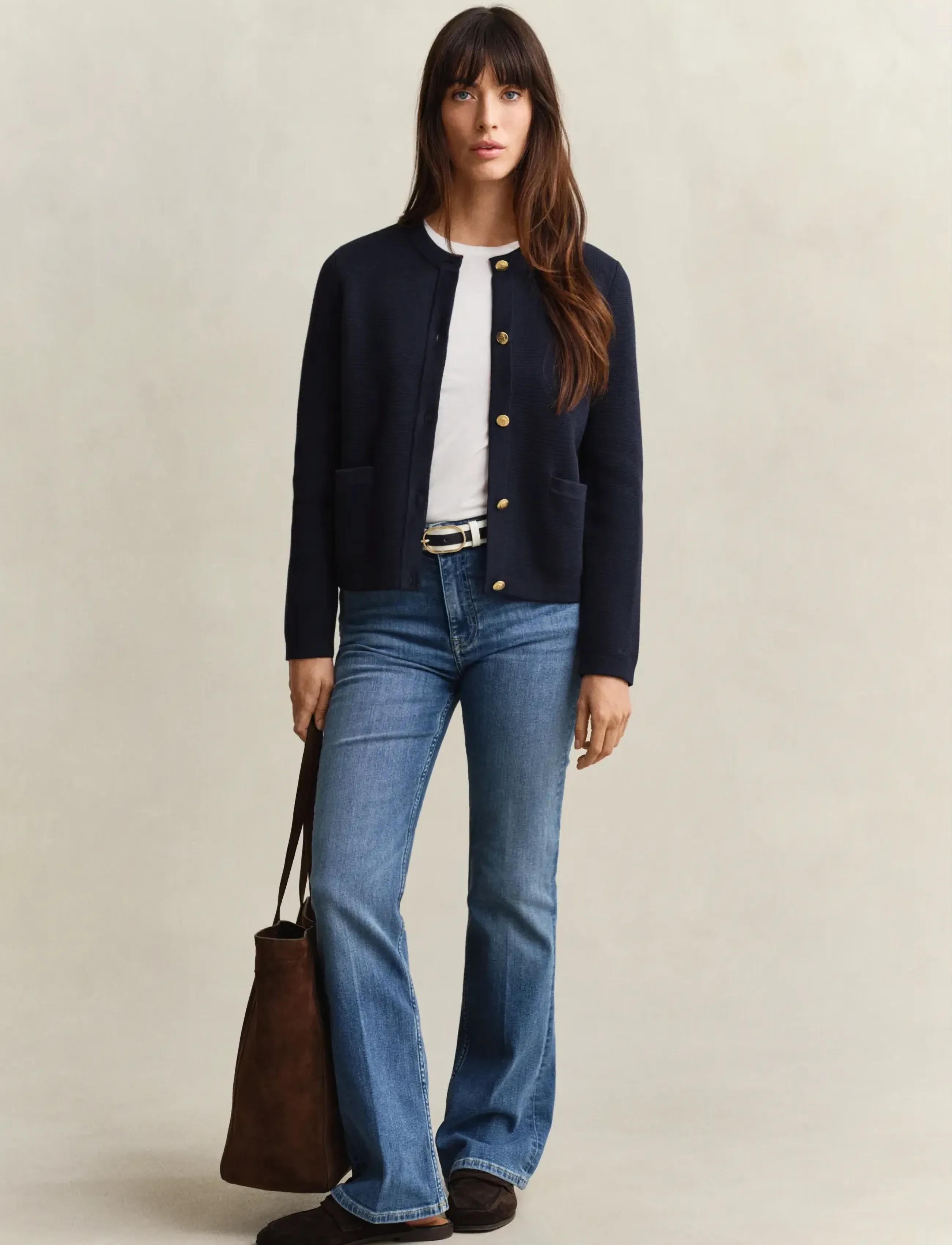 Gant - COTTON KNIT JACKET - koftor - evening blue - 4