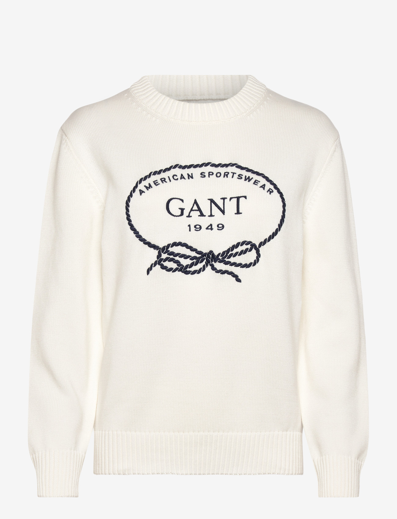 Gant - GRAPHIC COTTON C-NECK - striktrøjer - eggshell - 1