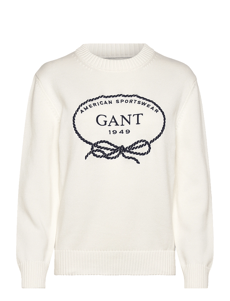 Gant - GRAPHIC COTTON C-NECK - striktrøjer - eggshell - 1