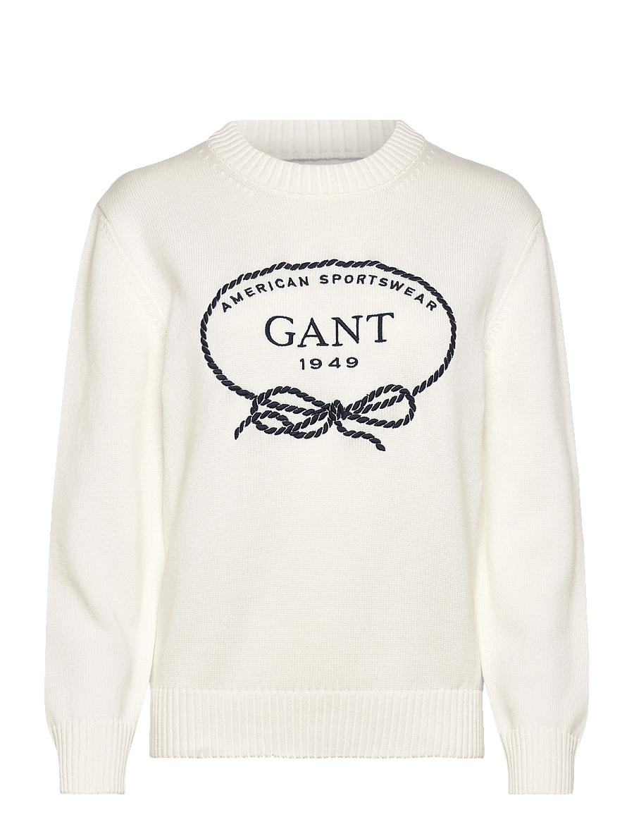 Gant - GRAPHIC COTTON C-NECK - pullover - eggshell - 1
