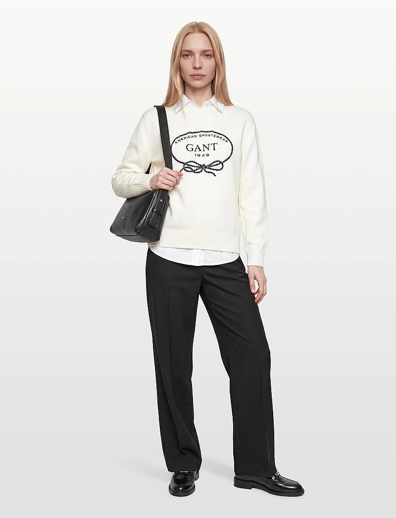 Gant - GRAPHIC COTTON C-NECK - striktrøjer - eggshell - 0