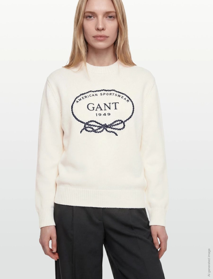 Gant - GRAPHIC COTTON C-NECK - pullover - eggshell - 3