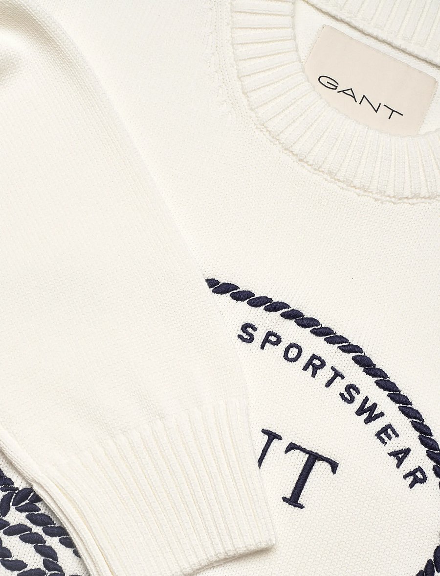 Gant - GRAPHIC COTTON C-NECK - pullover - eggshell - 5
