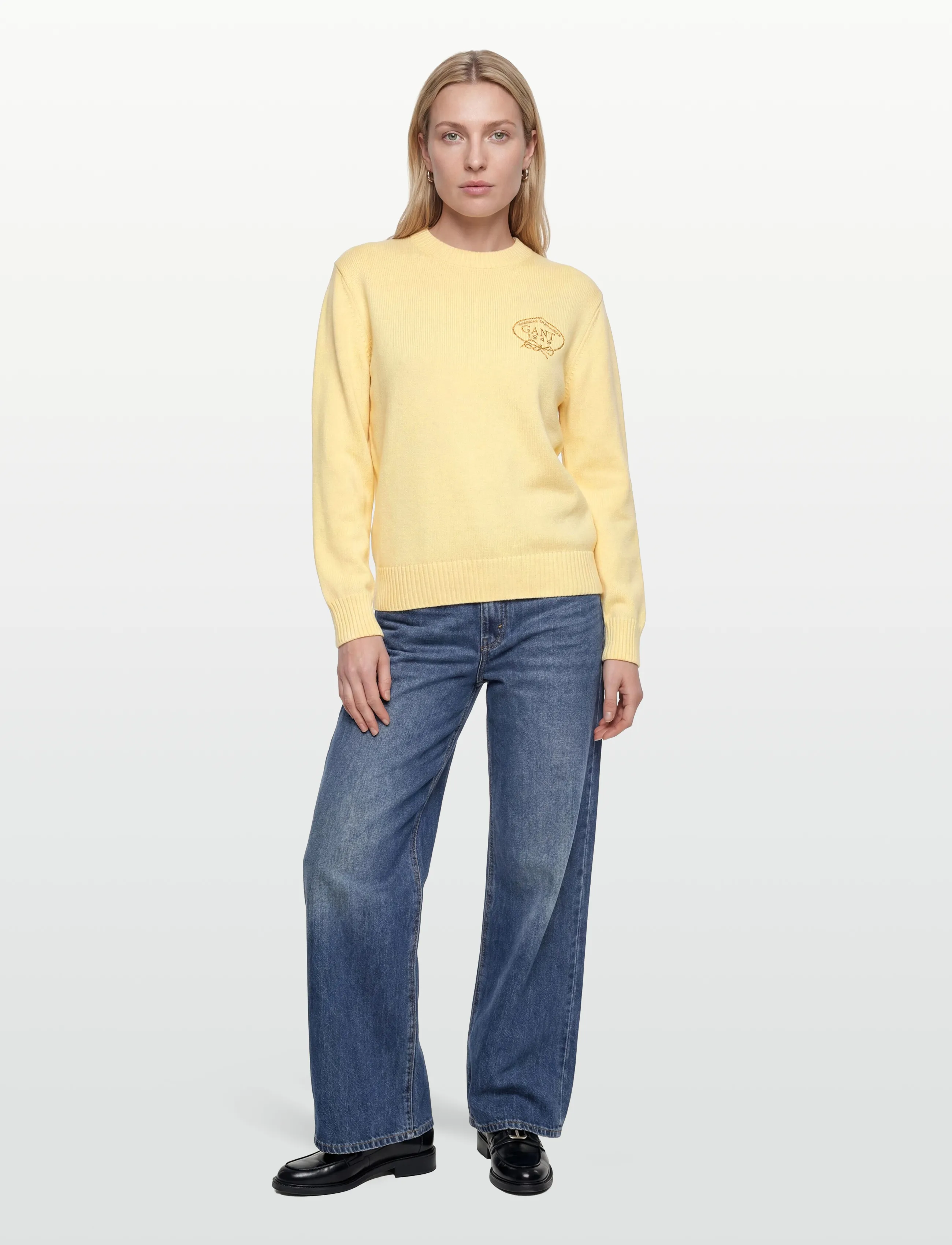 Gant - GRAPHIC COTTON C-NECK - pullover - vanilla yellow - 0