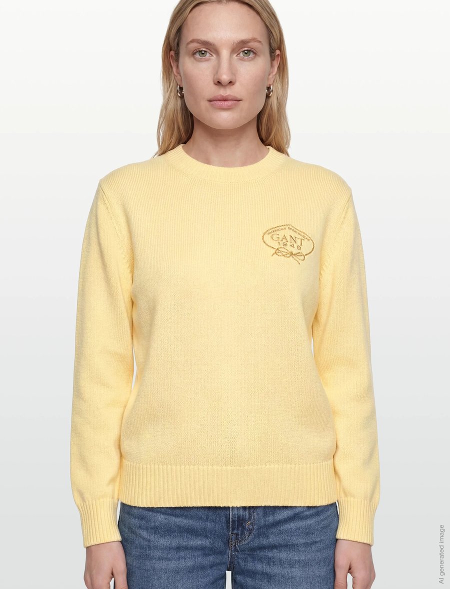 Gant - GRAPHIC COTTON C-NECK - pullover - vanilla yellow - 3