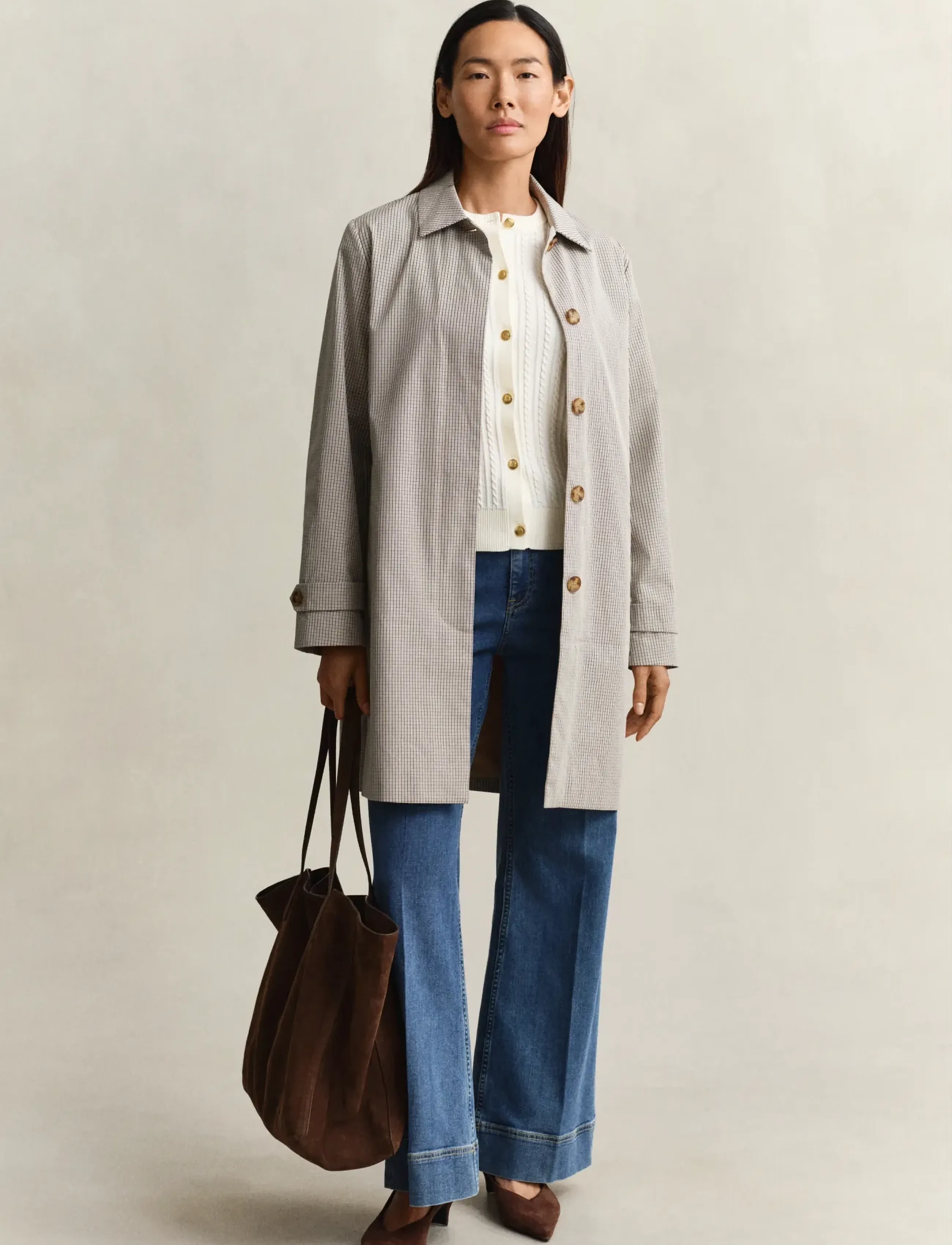 Gant - COTTON CABLE SS CARDIGAN - gilets - cream - 4
