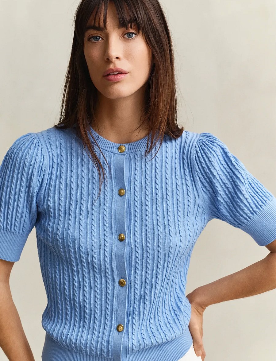 Gant - COTTON CABLE SS CARDIGAN - kardiganid - hydrangea blue - 3