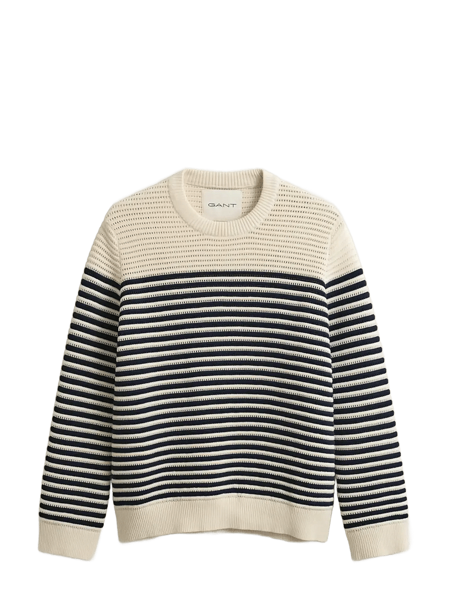 Gant - TEXTURED STRIPED C-NECK - pullover - cream - 1