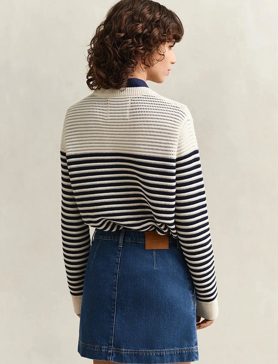 Gant - TEXTURED STRIPED C-NECK - pullover - cream - 2