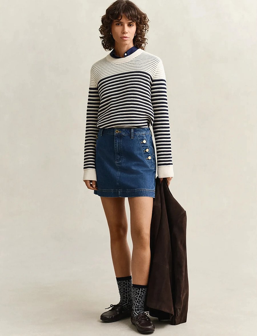 Gant - TEXTURED STRIPED C-NECK - pullover - cream - 4