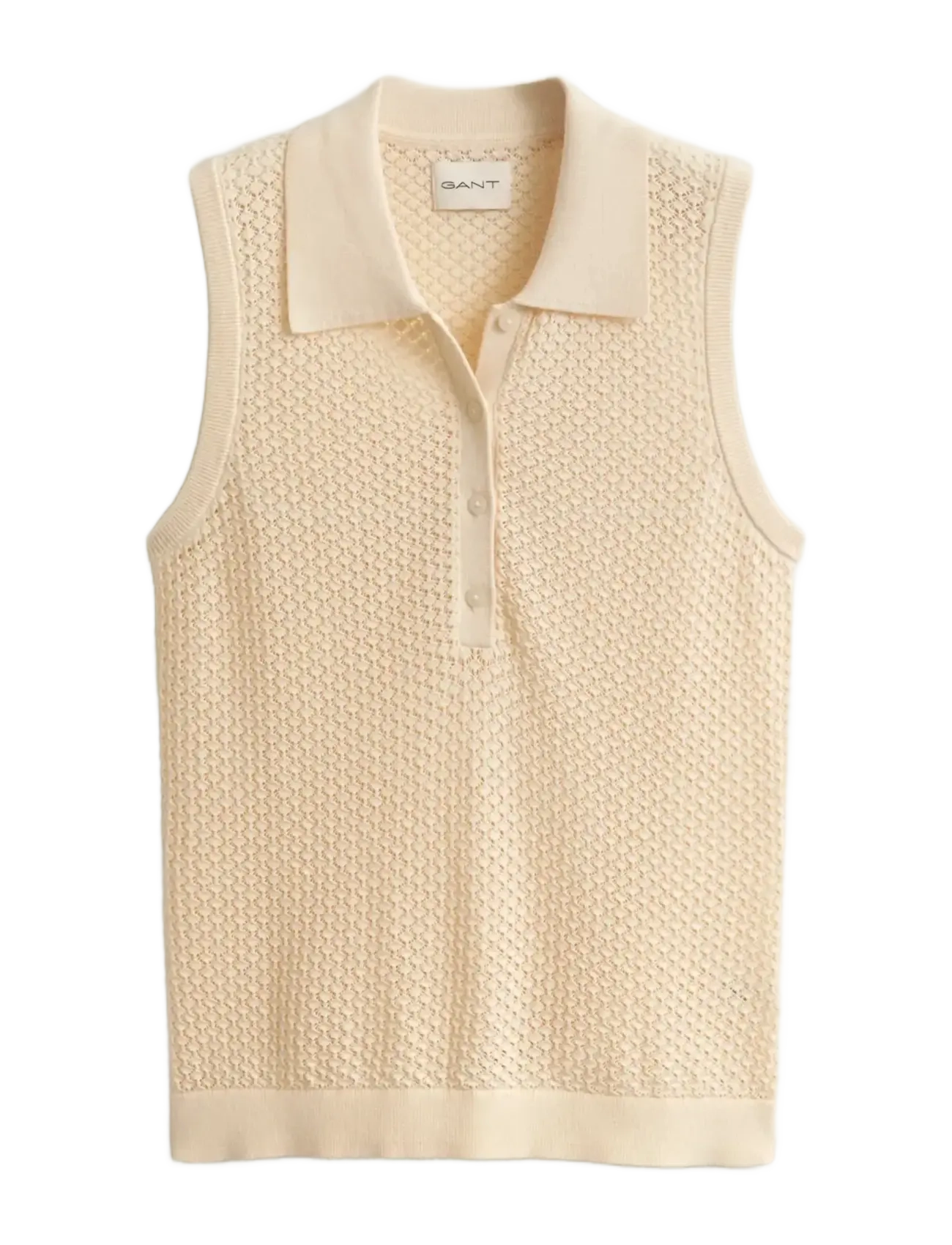 Gant LACE KNIT SLEEVELESS RUGGER - Poloshirts - CREAMED WHITE / cream