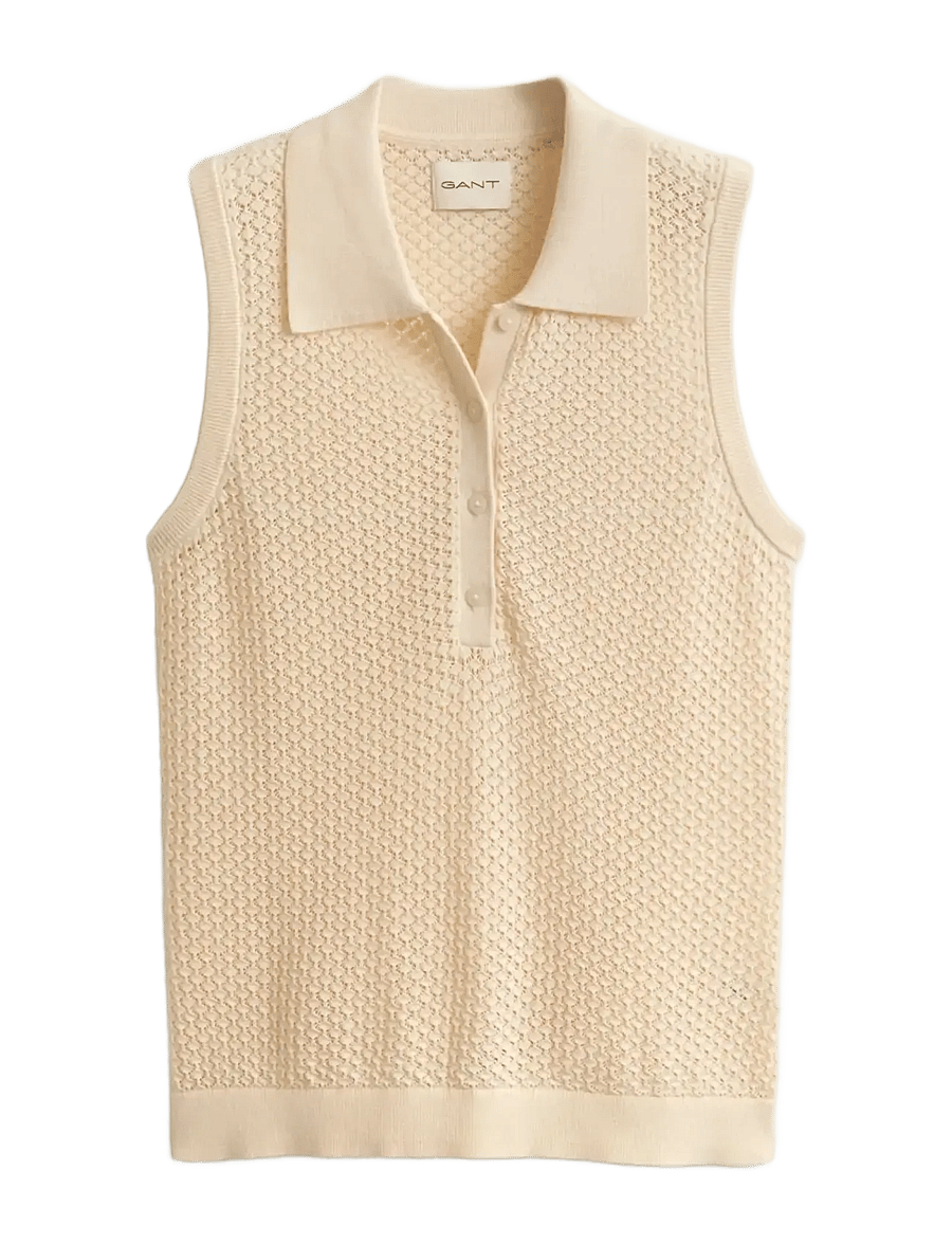 Gant - LACE KNIT SLEEVELESS RUGGER - creamed white - 1