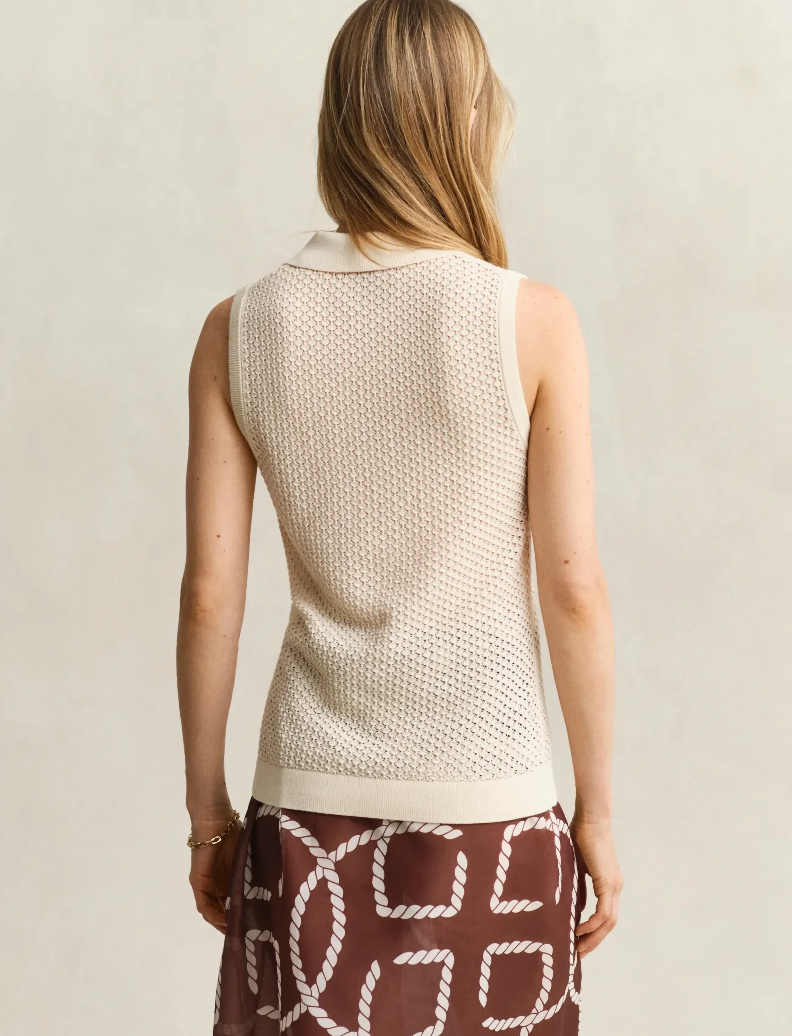 Gant - LACE KNIT SLEEVELESS RUGGER - creamed white - 2