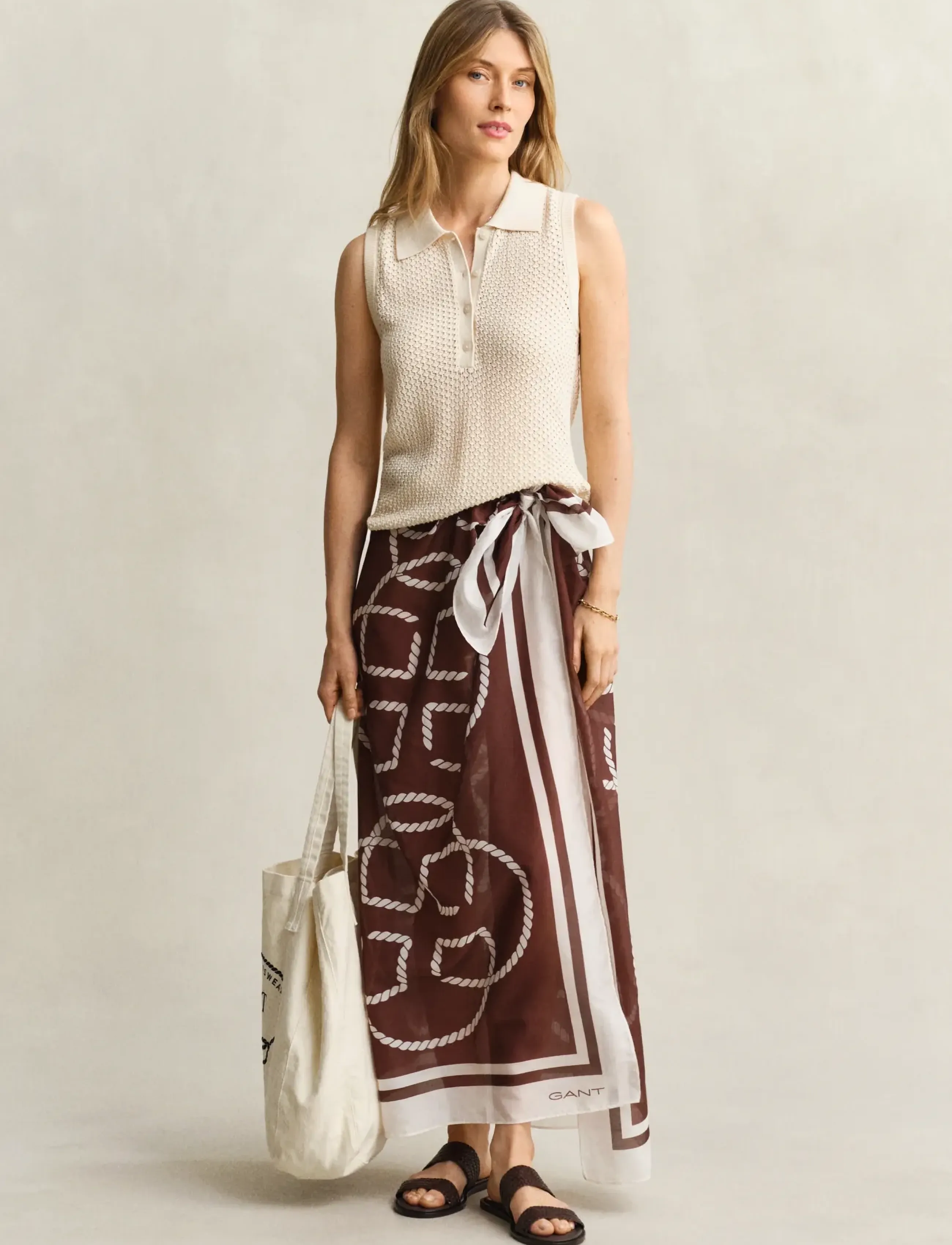 Gant - LACE KNIT SLEEVELESS RUGGER - creamed white - 4