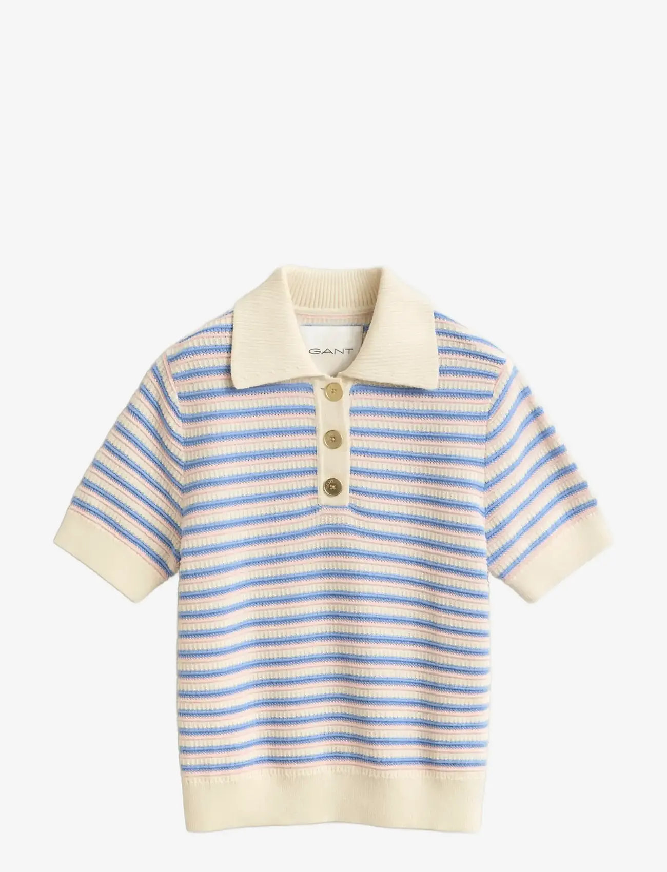 Gant - TEXTURED MULTISTRIPE RUGGER - polo shirts - cream - 1