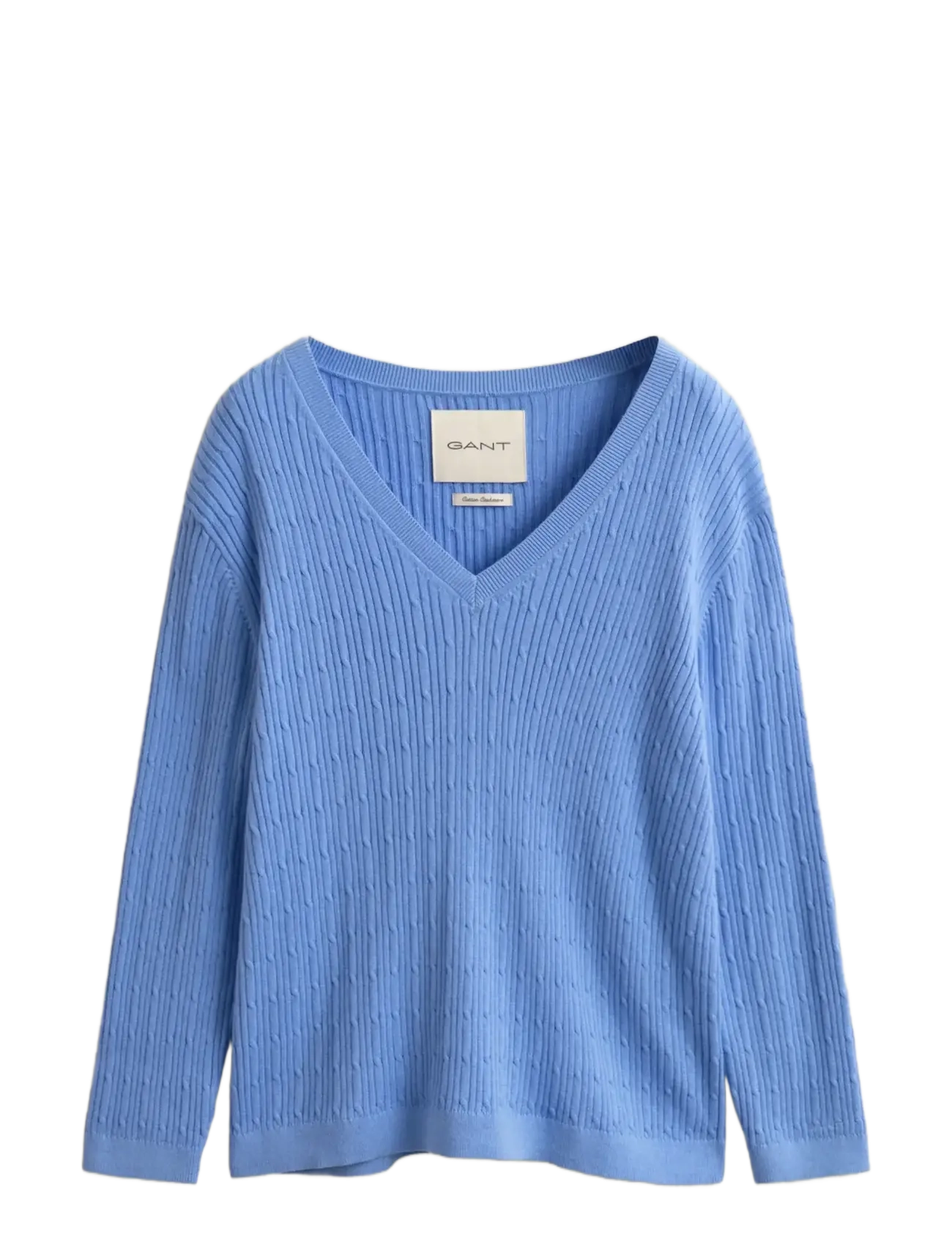 Gant CABLE KNIT V-NECK - Tøj - HYDRANGEA BLUE / blue