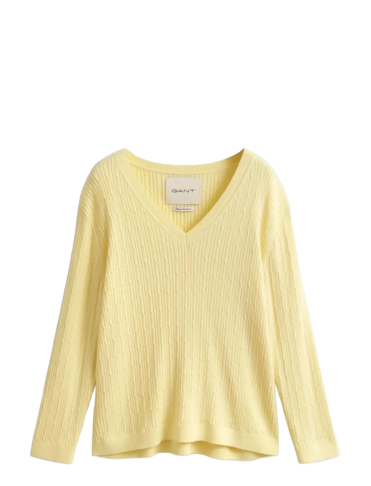 GANT CABLE KNIT V-NECK - Vêtements - VANILLA YELLOW / yellow