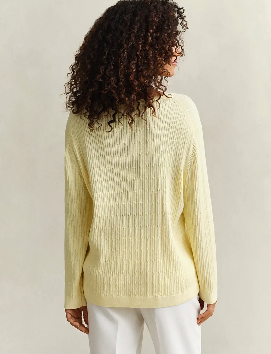 Gant - CABLE KNIT V-NECK - cachemire - vanilla yellow - 2