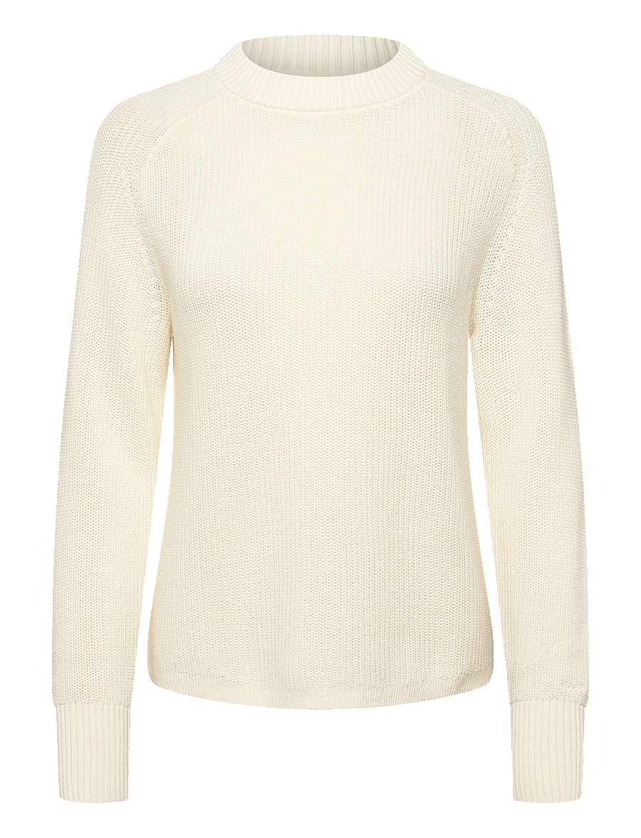Gant - RIBBED KNIT COTTON C-NECK - striktrøjer - cream - 1