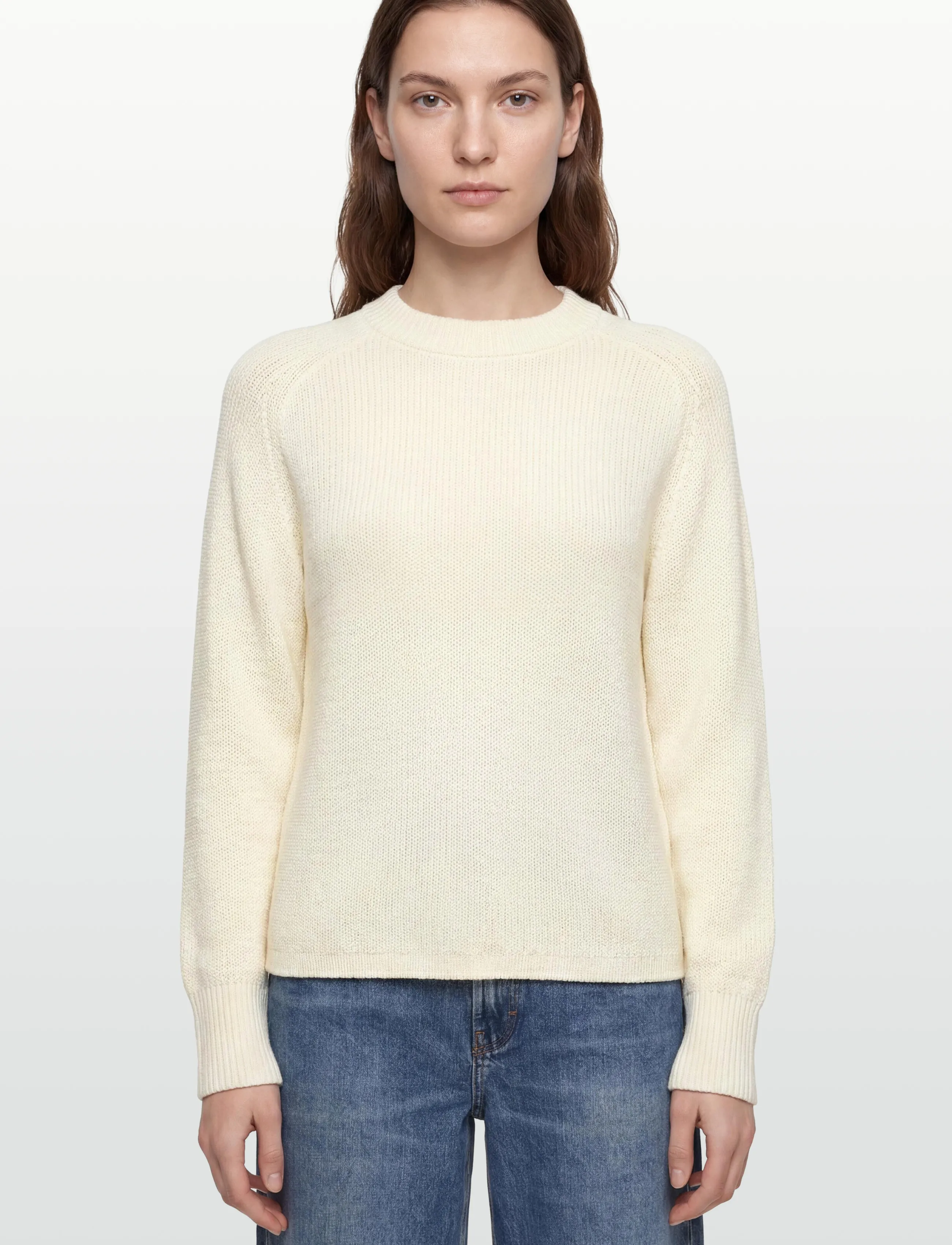 Gant - RIBBED KNIT COTTON C-NECK - striktrøjer - cream - 3