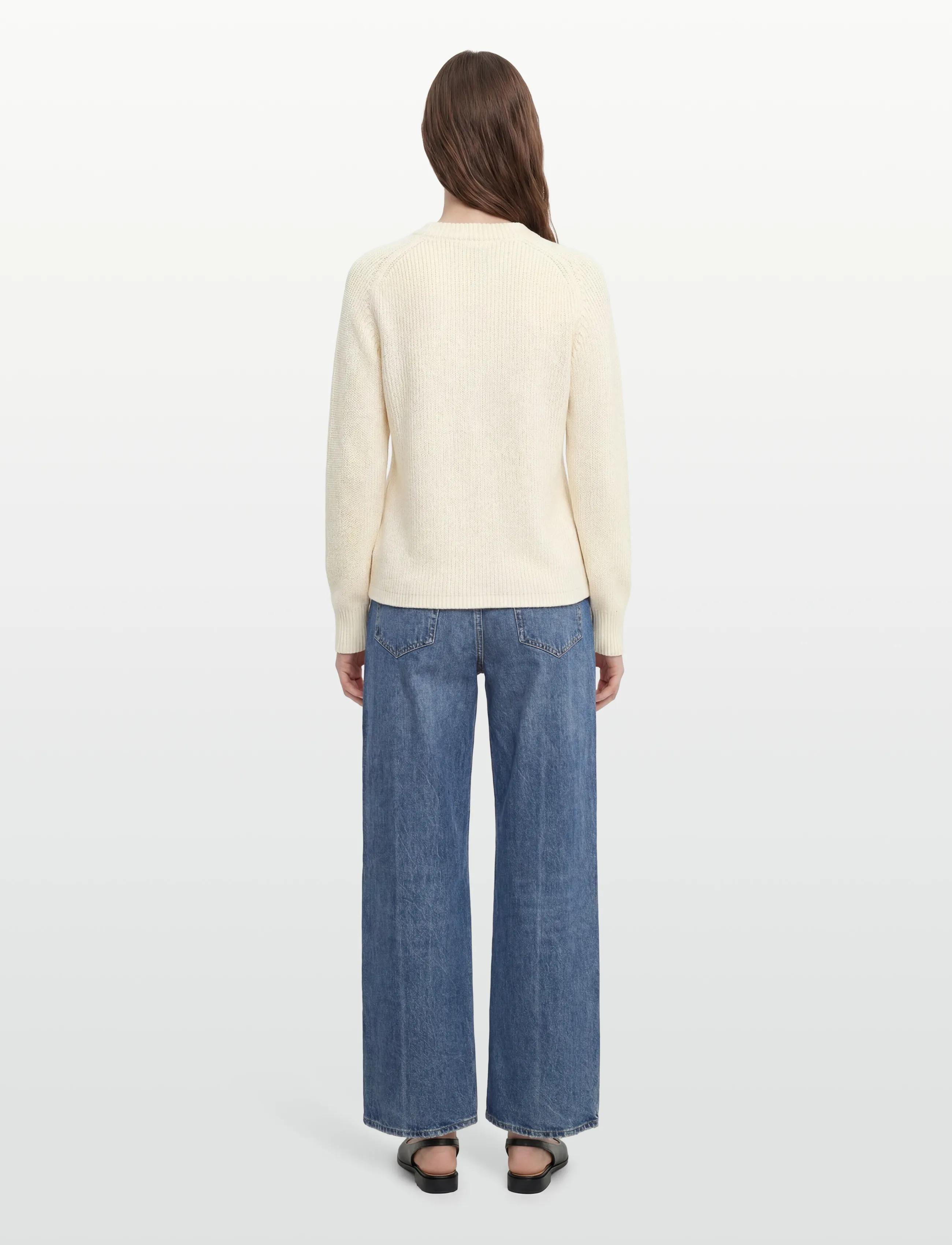 Gant - RIBBED KNIT COTTON C-NECK - striktrøjer - cream - 4