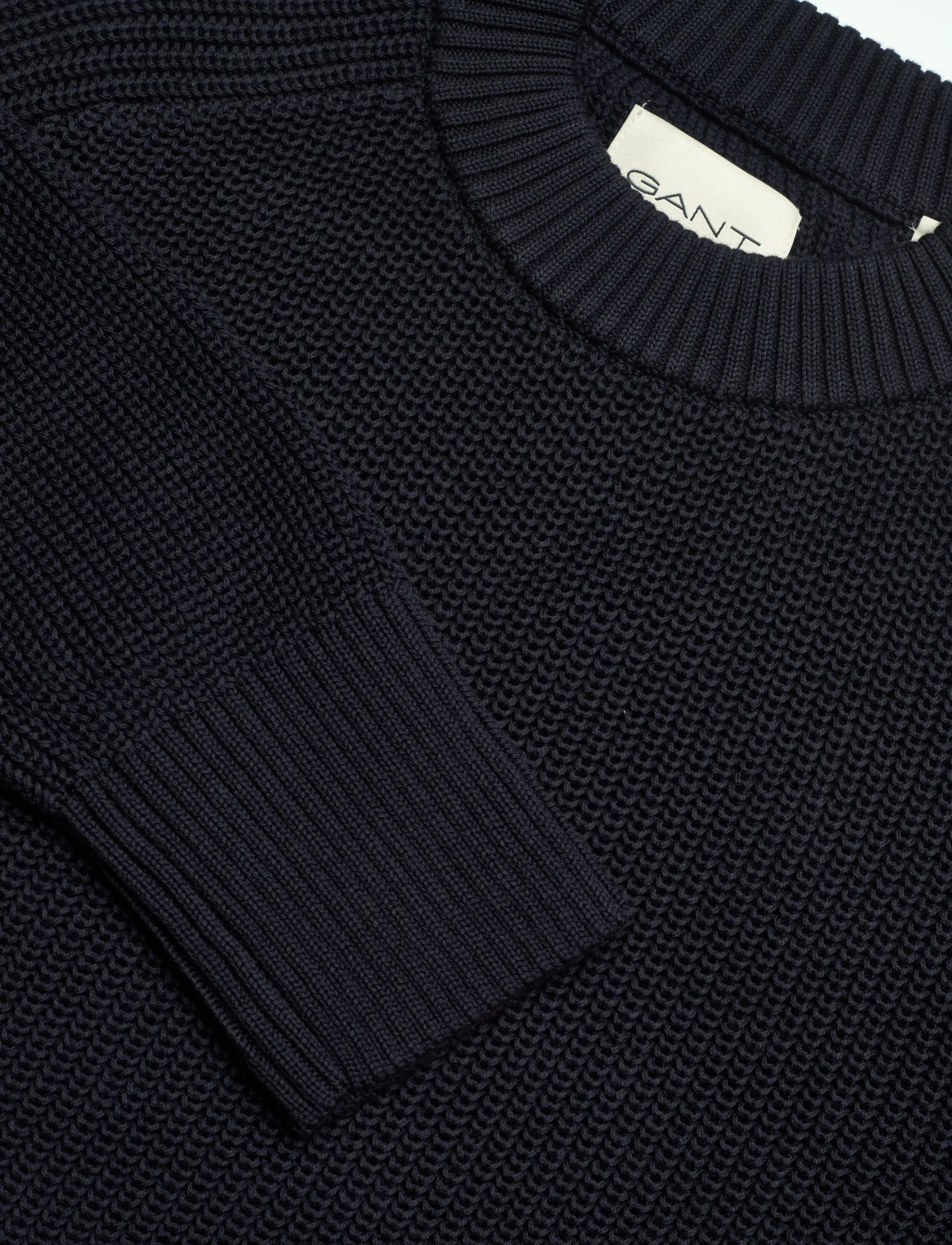 Gant - RIBBED KNIT COTTON C-NECK - peysur - evening blue - 2