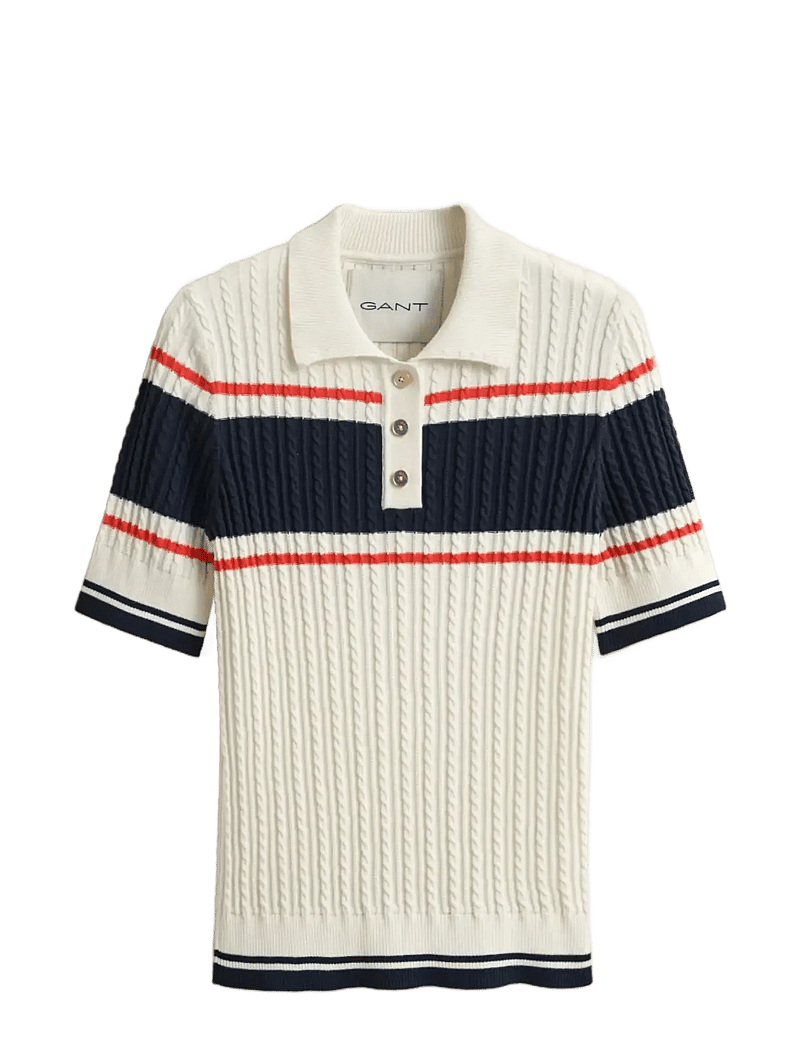 GANT - COTTON CABLE SS RUGGER - polosärgid - cream - 1