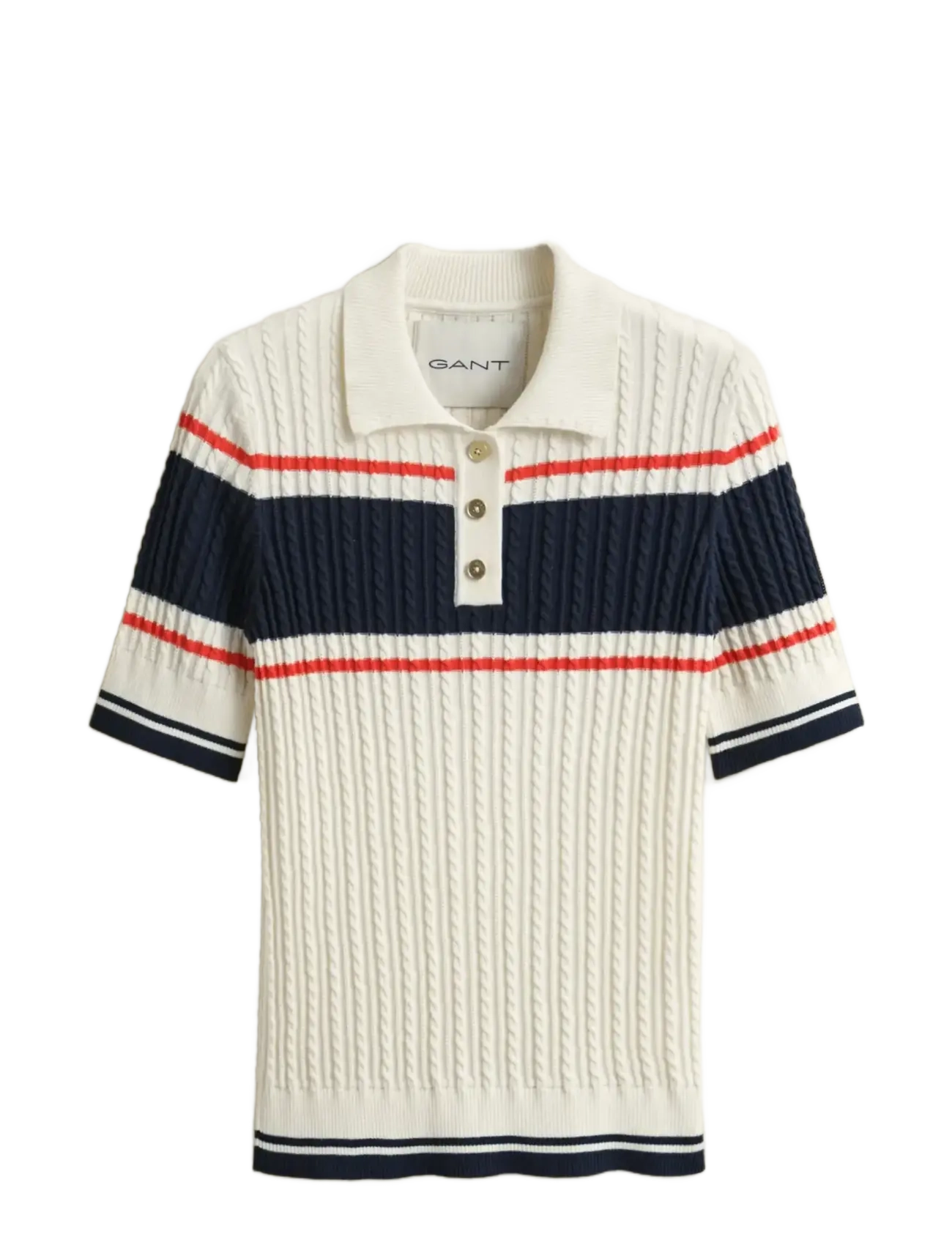 Gant COTTON CABLE SS RUGGER - Kläder - CREAM / cream
