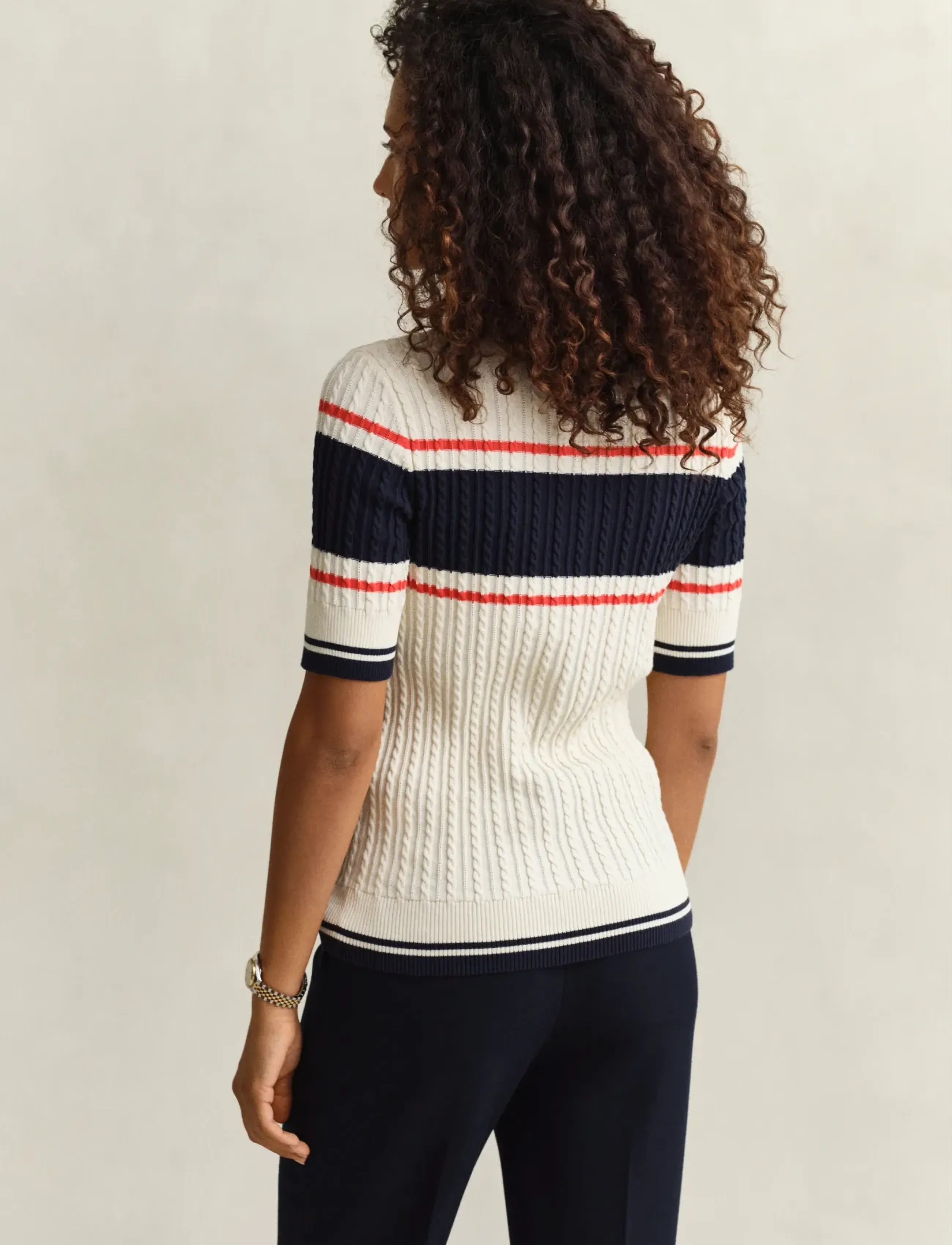 Gant - COTTON CABLE SS RUGGER - polosärgid - cream - 2